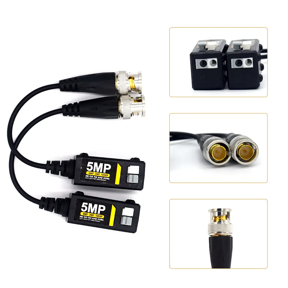 4K HD 2pcs oaxial Video Balun cctv cable camera Passive Transmission Twisted Pair Transmitter AHD CVI TVI Video Signal