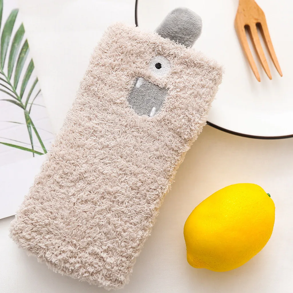 Теплые женские носки с маленькими стоячими ушами, уплотненные пушистые носки средней длины, женские носки# D30