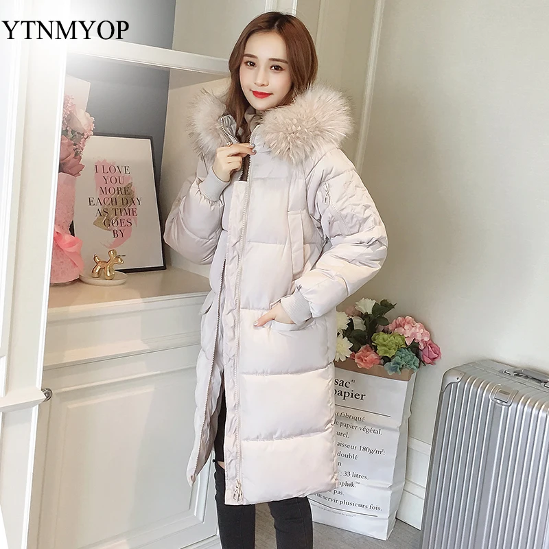 Beste YTNMYOP 2019 vrouwen Winter Jassen Hooded XS 2XL Parka Nieuwe Slanke Mode Gewatteerd Jasje Dikke Warme Parka Vrouw Grote Bont kraag