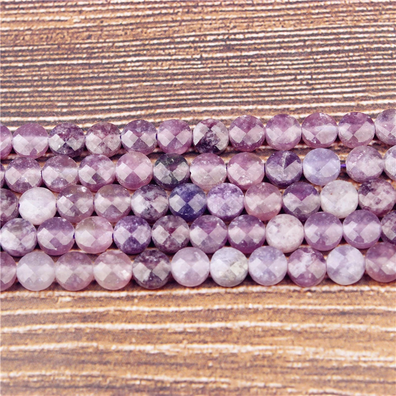 Lanli Fashion jewelry natural gem cutting small flat Purple mica cake interval loose bead DIY bracelet necklace and accessories | Украшения