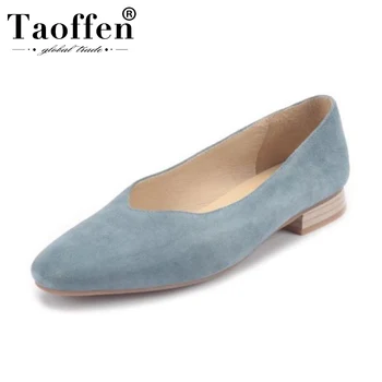 

Taoffen Women Simple Genuine Leather Pumps Summer Spring Party Casual Outdoor Shoes Square Toe Female Footwear Size 34-39