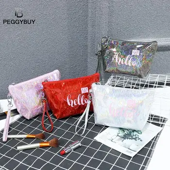 

Portable Cosmetic Handbag Laser Clutch Women Travel Makeup Storage Pouch Waterproof Portable Makeup Bag Toiletry Dropshipping