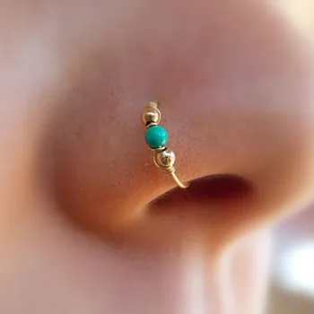 

New Fashion Retro Round Beads Nose Ring Nostril Hoop Body Piercing Jewelry Earrings Fake Piercing Oreja Pircing Jewelry