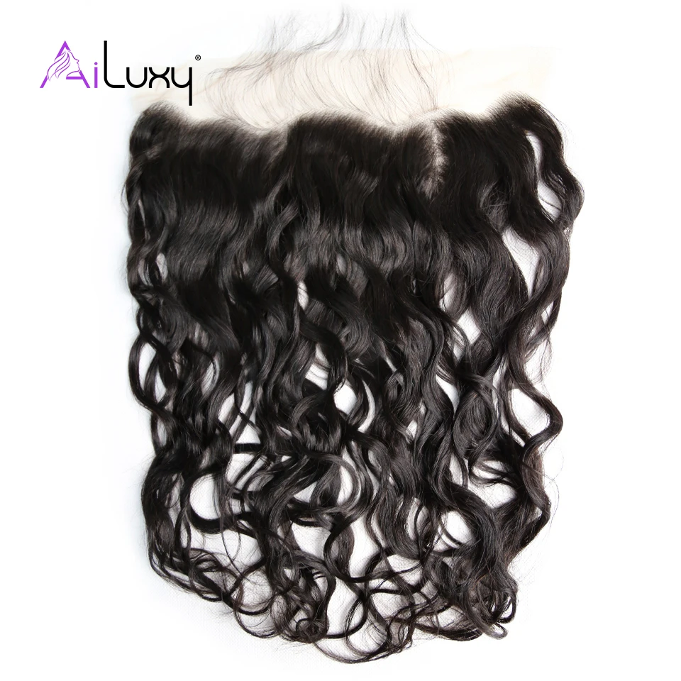 

Ailuxy OneCut Hair Peruvian Virgin Hair Swiss Transparent Lace Frontal Water Wave Medium Brown Lace Frontal 13x4 100% Human Hair