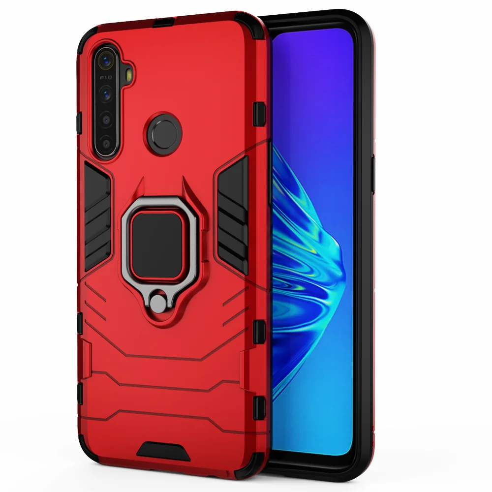 For Realme 5 Case RMX1911 Magnetic Car Shockproof Ring Armor Cover For OPPO Realme 5 Pro RMX1971 Realme5 5pro Coque Skin Fundas phone belt pouch