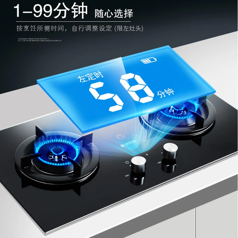 gas cooking stove  Double Burner Table Top Built-in Left Timer Flame failure protection Liquefied gas cooker Natural Gas Stove 3