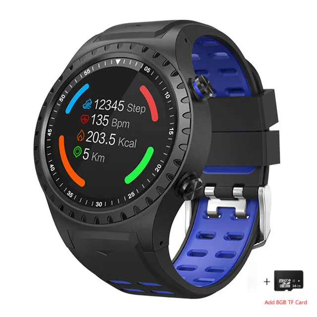 blue 8gb Полный Круглый экран 1,3 дюймов M1 Смарт-часы gps спортивные умные часы телефон для мужчин компас барометр дисплей погоды Bluetooth часы женские - Цвет: blue 8gb