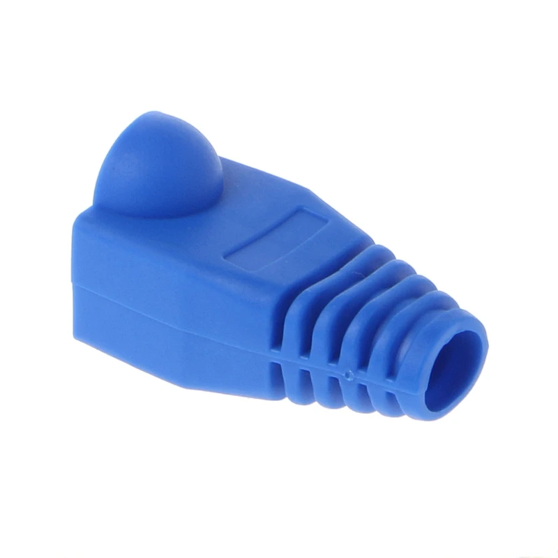 Синий 100 шт. CAT5E CAT6 RJ45 cap Ethernet сетевой кабель натяжения сапоги разъем крышка - Цвет: Синий
