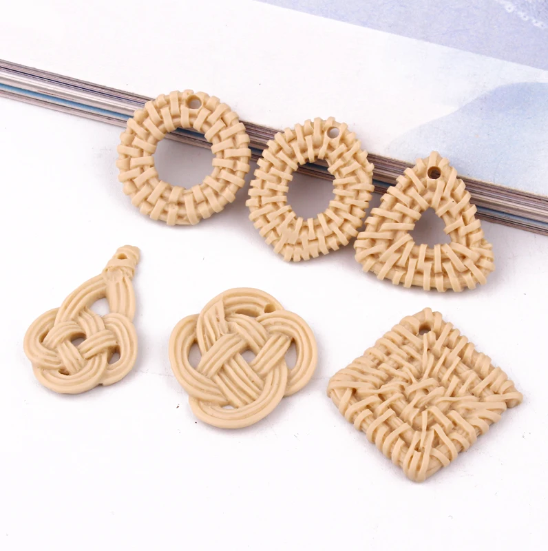 

5pcs Retro Imitation Lafite Earring Resin Charms Geometric Findings DIY Dangle Earring Necklace Pendants For Jewelry Make F733