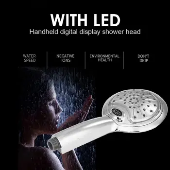 

Digital LCD Display Temperature Control 3 Color Light Water Power Shower Head Water Saving Bathroom Sprinkler Accessory