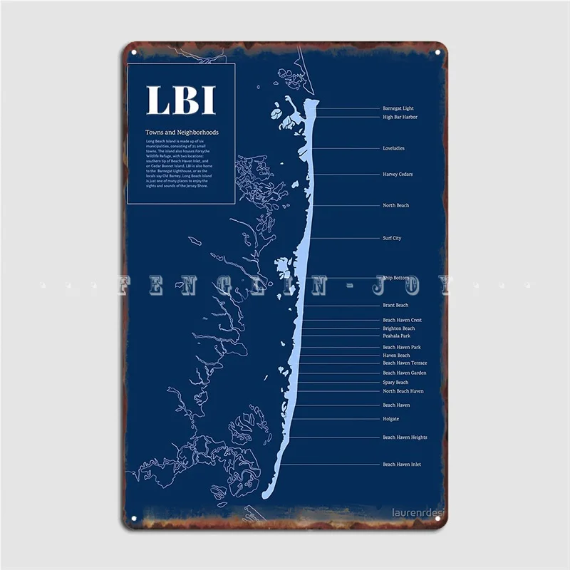 Map Of Lbi Nj Lbi Long Beach Island Nj Illustrated Town Map Metal Sign Classic Pub Garage  Garage Decoration Wall Cave Tin Sign Poster|Plaques & Signs| - Aliexpress