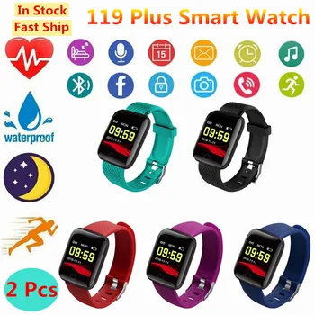 

2pcs 116Plus Smart Wristband Waterproof Blood Pressure Heart Rate Monitor Smart Bracelet 119Plus Band SmartWatch Sport Pedometer