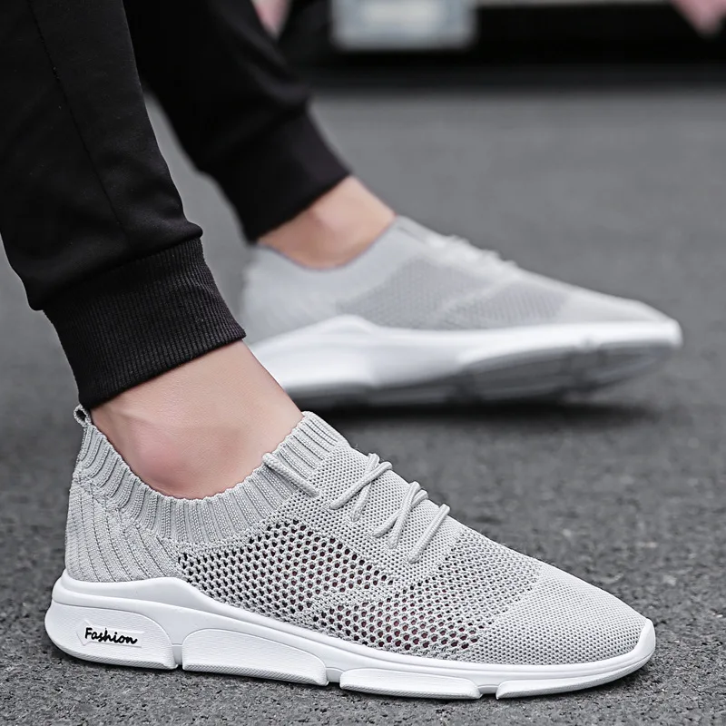 

-Breathable Hollow out Fly Woven Running Shoes Mesh Shoes Men Casual Sports Shoes White Shoes Men's