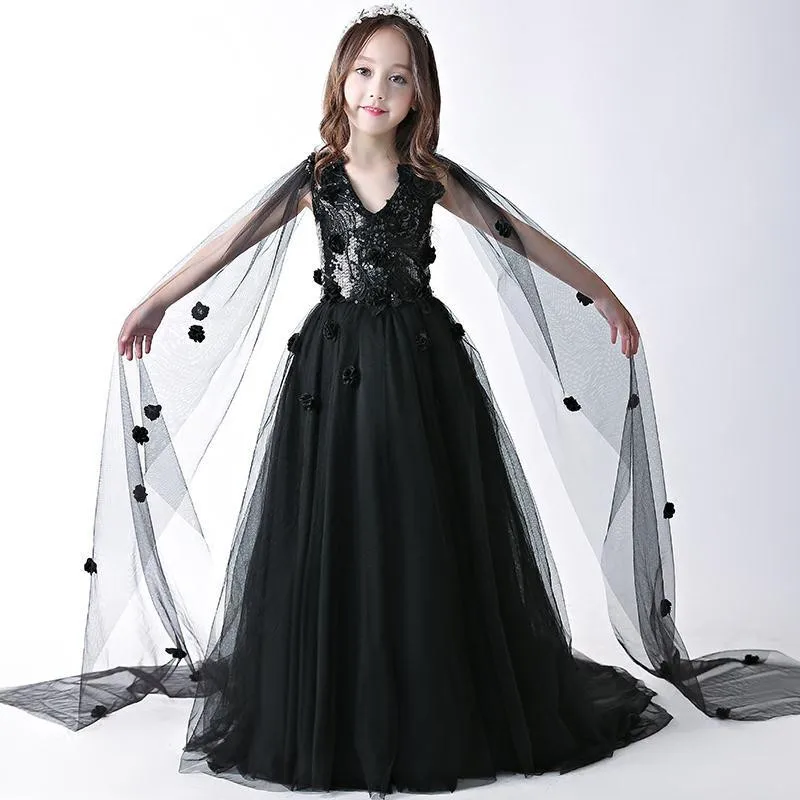 

2019 Children Girls Luxury Flower Show Costumes Gown Princess Dress Kids Girls Lace Sequins Wedding Birthday Evening Dress L42