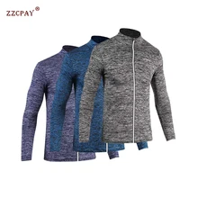 Мужская зимняя спортивная куртка для активного отдыха и бега, быстросохнущая одежда с длинным рукавом на молнии, водолазка, эластичная одежда для фитнеса