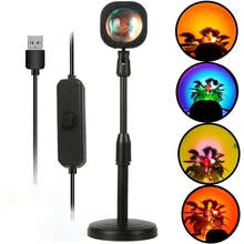 

USB LED Night Light Rainbow Sunset Projector Lamp Romantic Atmosphere Lampara Desk Bulb Party Wedding Supplies For Kid Bedroom