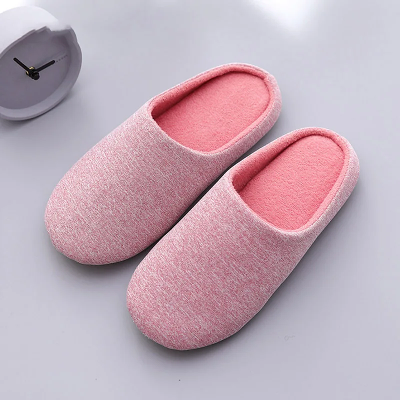 

Women's Home Cotton Slippers Winter Quiet Indoor Plush Slides Flat Solid Colors Simple Slient Sandals Warm Furry Flip Flops
