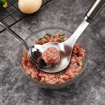 

Kitchen Tools Meatball Maker Press Meat Elliptical Leakage Stainless Steel Hole Non-Stick Spoon Household Mold Accessories
