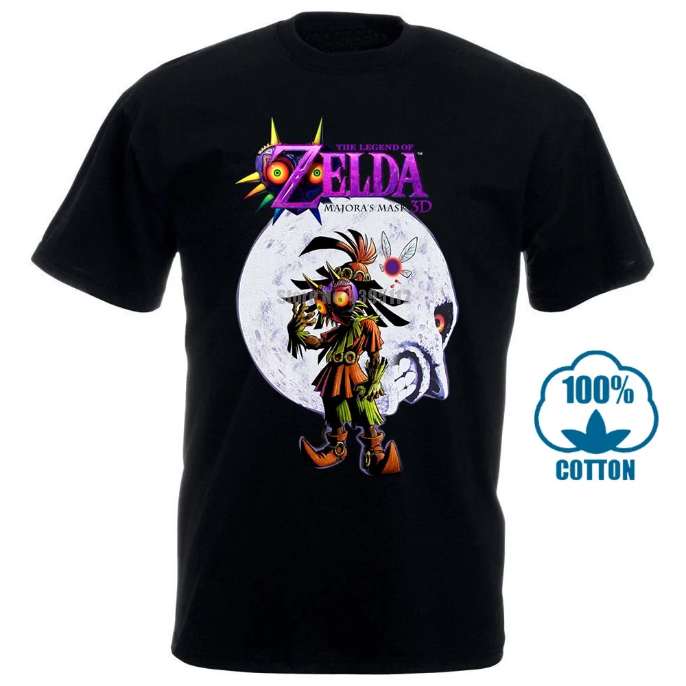Легенда о Zelda Majora'S маска череп Малыш и Луна футболка натуральный хлопок Круглый Мужской воротник 2018 для мужчин модные