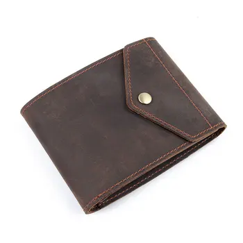 

Men Wallet Made of Genuine Leather Snap Close RFID Wallet Credit Card Organizer 8148-