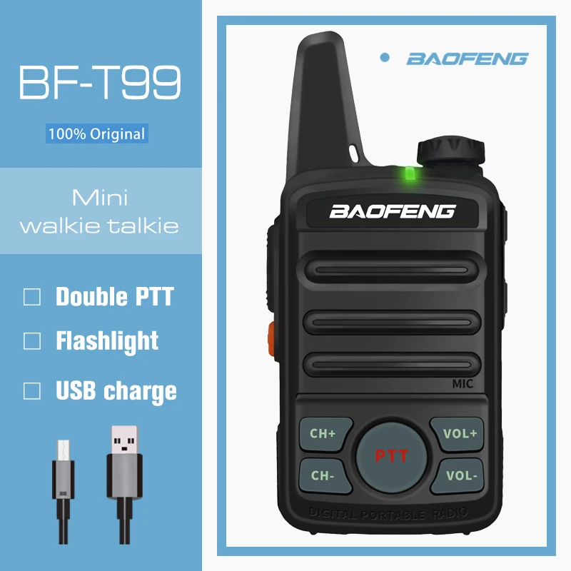 Мини-рация Baofeng BF-T99 детская портативная УВЧ двухсторонняя радиостанция с