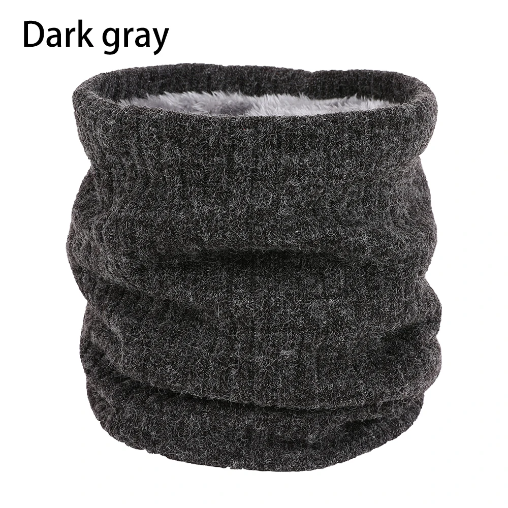 Модные зимние шарфы для женщин, мужчин, детей, шарфы с кольцами, плотный эластичный вязаный шарф-хомут, теплый плюшевый шарф-воротник - Цвет: Dark gray