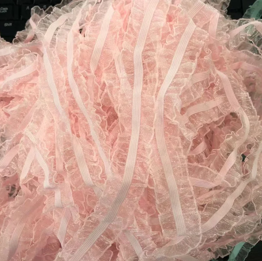 DIY Bilateral Elastic Lace Trim 5 Yards Hot Blue Pink Garment Stretch Ruffle Lace Fabric Ribbon Accessories 2.5cm Width lace ribbon,lace fabric,lace sewing accessories,lace sewing supplies,lace accessories,lace garment accessories,clothing craft accessories