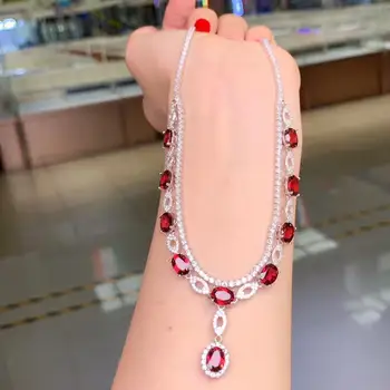 

Qi Xuan_Fashion Jewelry_Luxury Dark Red Stone Wedding/party Necklaces_S925 Stones Necklace_Manufacturer Directly Sales