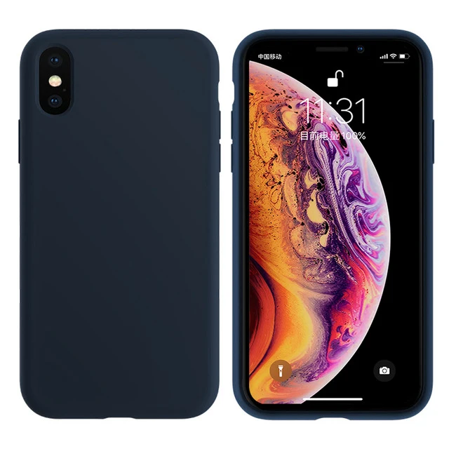 Midnight Blue Силиконовый чехол для iPhone 11 Pro Max 11 Pro, высококачественный Официальный чехол для iPhone 7 8 Plus X XR XS Max 6 6 S, чехол EEMIA - Цвет: Midnight Blue