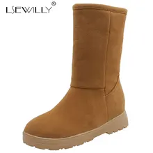 Lsewilly/Модные женские зимние сапоги высококачественные женские туфли из замши, сапоги до середины икры, теплые зимние ботинки на нескользящей подошве зимние сапоги Женская обувь Большие размеры 50