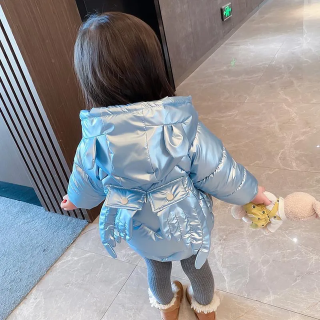 Jackets Baby Girls Zipper Winter Hooded Clothes, New 2022 Shiny Wings Down Cotton Winter Baby Girl Waterproof Coat