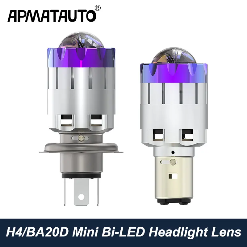 H4 H6 BA20D светодиодные лампы для фар мотоцикла мини Bi Led линзы Moto 4800LM Hi Lo лампа