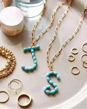 

Dvacaman Blair Hera Blue Pearl Initial Pendant Necklace for Women 2020 New Fashion 26 A-Z Letter Name BA Necklace Gifts Jewelry