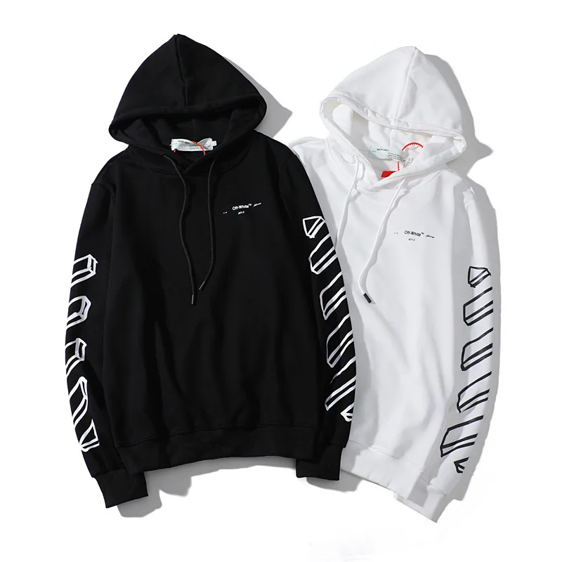 

2019 New Autumn Fashion Off-white Ow Print Hoodies Male Warm Fleece Coat Hooded Men Brand Hoodies Sweatshirts Off White