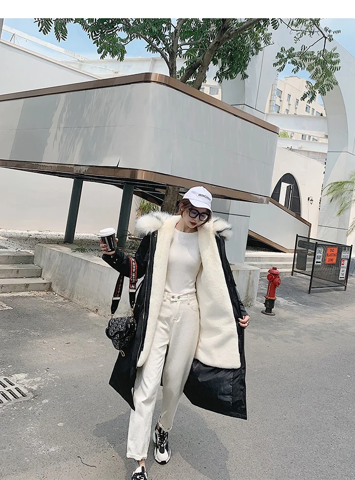 FIRSTTO Stylish Detachable Faux Fur Big Hooded Curly Hairy Shaggy Long Outwear Trench Women Keep Warm Pockets Coat Tops 4 Colors
