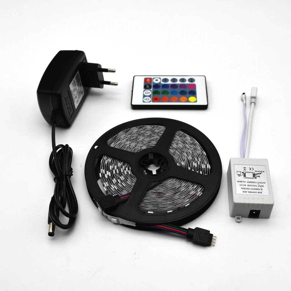 RGB Светодиодная лента Водонепроницаемая 5050 5 м DC12V 300 светодиодный свет гибкая с