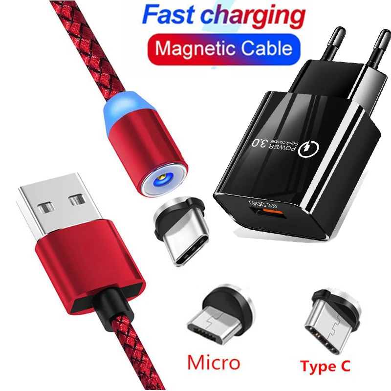 QC 3.0 USB Charger Magnetic Cable For HTC M10 10 Pro U Play U11 D12 U12 Plus Ultra Type C Micro Fast | Мобильные телефоны и