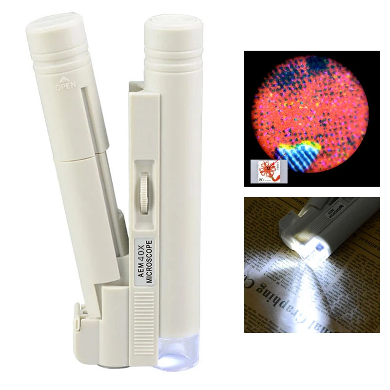 White Mini Magnifier with LED Lighting Microscope Jewelry Identification Zoom Microscope Portable High Power Mirror White Mini Magnifier with LED Lighting Microscope Jewelry Identification Zoom Microscope Portable High Power Mirror