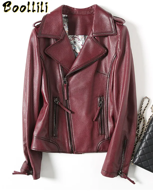 

Boollili 100% Real Sheepskin Coat Female Genuine Leather Jacket Short Slim Jacket for Women Outerwear Jaqueta De Couro