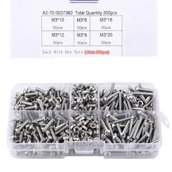 600Pcs/set M3 M2 M2.5 Screws Nuts Set Stainless Steel  Hex Socket Button Head  Assortment Kit Fastener Hardware With Box Bolt