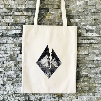 

Illustration art Canvas Handbag Tote Bag Daily Use Text DIY Custom Print Logo Shopping Bag Eco Reusable Recycle
