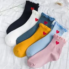 Женские носки осенние носки 1 пара Длинные Повседневные Дышащие носки хлопковые цветные женские модные милые носки с сердечками леди k2748