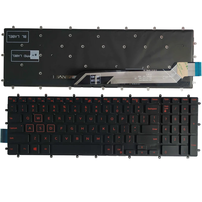 Novo teclado do portátil dos eua para dell inspiron 7567 7566 7577 7587 7570 7580 layout de teclado azul/vermelho/branco retroiluminado
