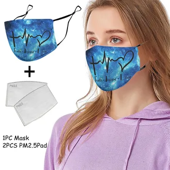 

1pc Printing Windproof Foggy Haze Anti-spitting Protective Mask+ 2pcs Filter Mascarilla Reutilizable Masque De Protection Maske