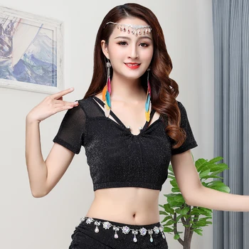 

Women Belly Dance Tops Short Sleeve Belly-dance Practice Wear Gypsy Rave Outfit Bollywood Indian Oriental Dancing Clothes DC3971