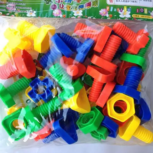 40pcs 40 шт./компл. Детские болтов гаек игрушка 3D красочные винт и гайка Строительная головоломка игры интеллигентая(ый) Игрушки для детей DIY здания - Цвет: 40pcs