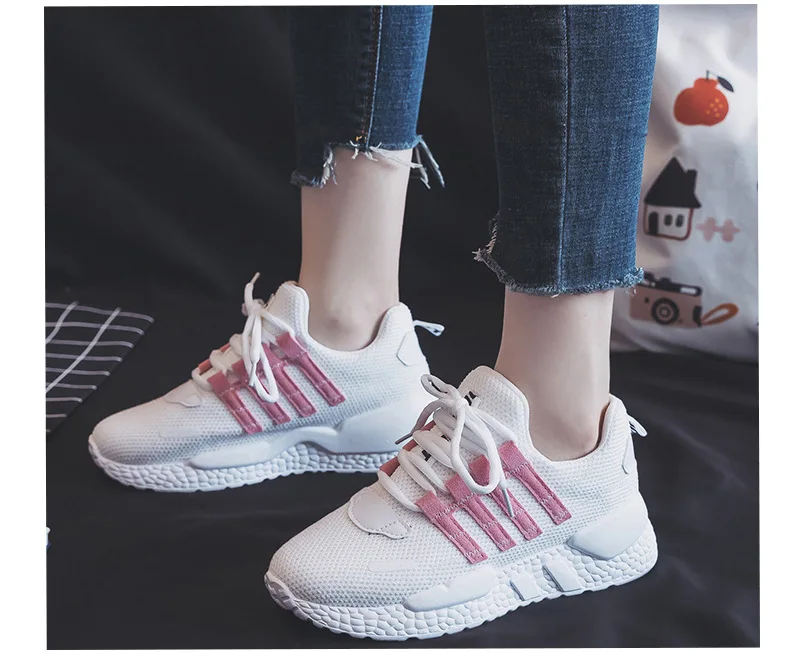 Breathable Running Daddy Shoes Autumn White Shoes Female Korean Version Baitie Leisure Sports Shoes Shoe Work Women Safety Shoe