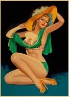 Poster stickers New World War II Sexy Pin up Girl Vintege Art Home Room Wall Painting and Prints Art Wall Decor Decal
