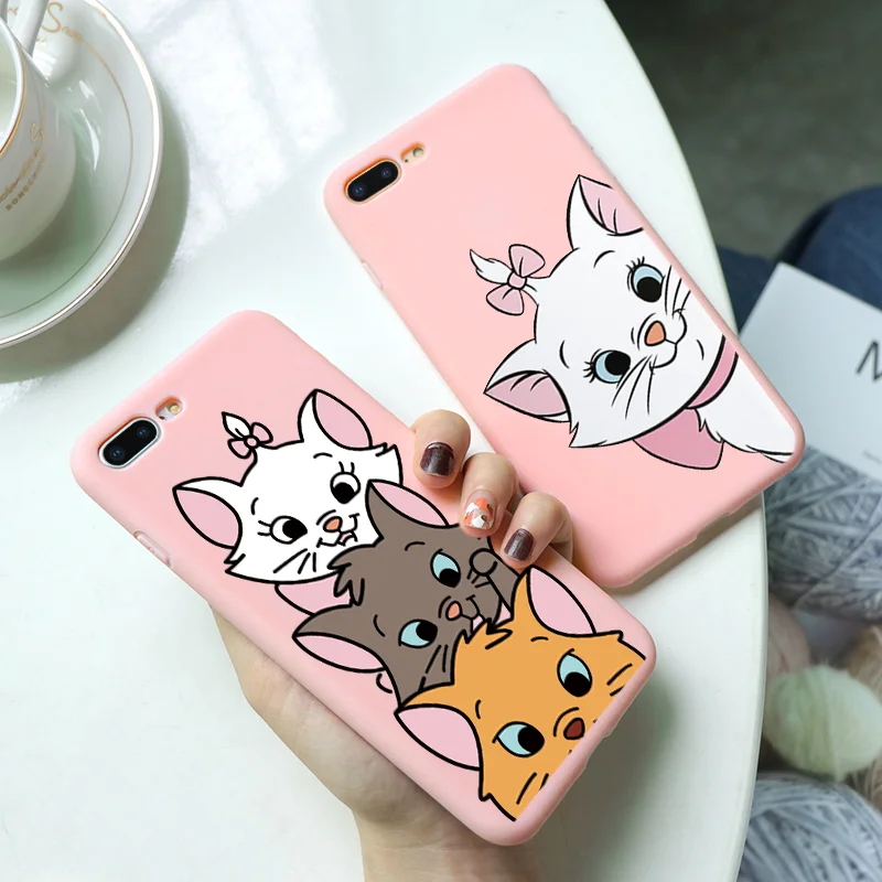 

Cat Pink Matte Silicone For OPPO F5 Case Cover TPU For Oneplus 5T 6 6T 7 Pro Coque Fundas Soft Colorful Cute Rubber Cartoon Case