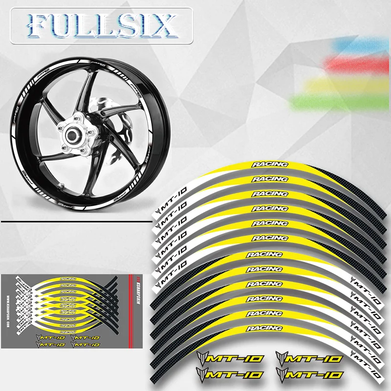 High quality motorcycle front&Rear Edge Outer Rim Sticker 17inch Wheel Reflective waterproof Decals For YAMAHA MT-10